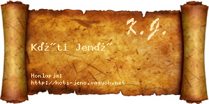 Kóti Jenő névjegykártya
