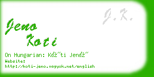 jeno koti business card